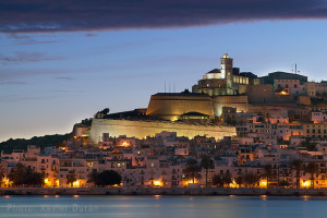Night view of Dalt Vila. Ibiza, Spain
